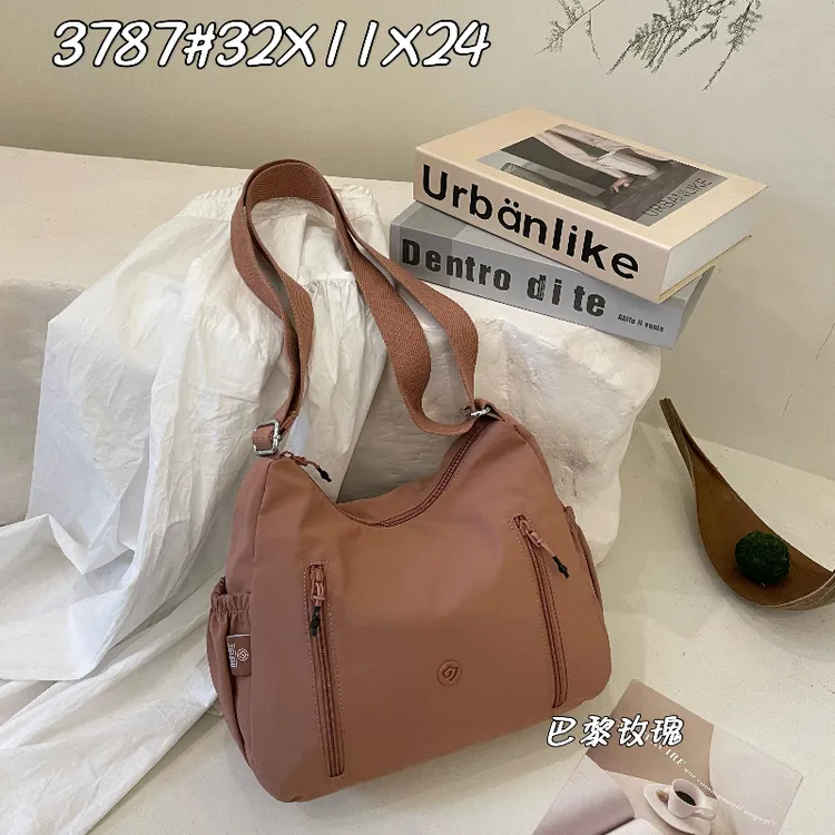 牛津布斜挎包简约时尚轻便耐用女包大容量百搭单肩包妈妈包3787