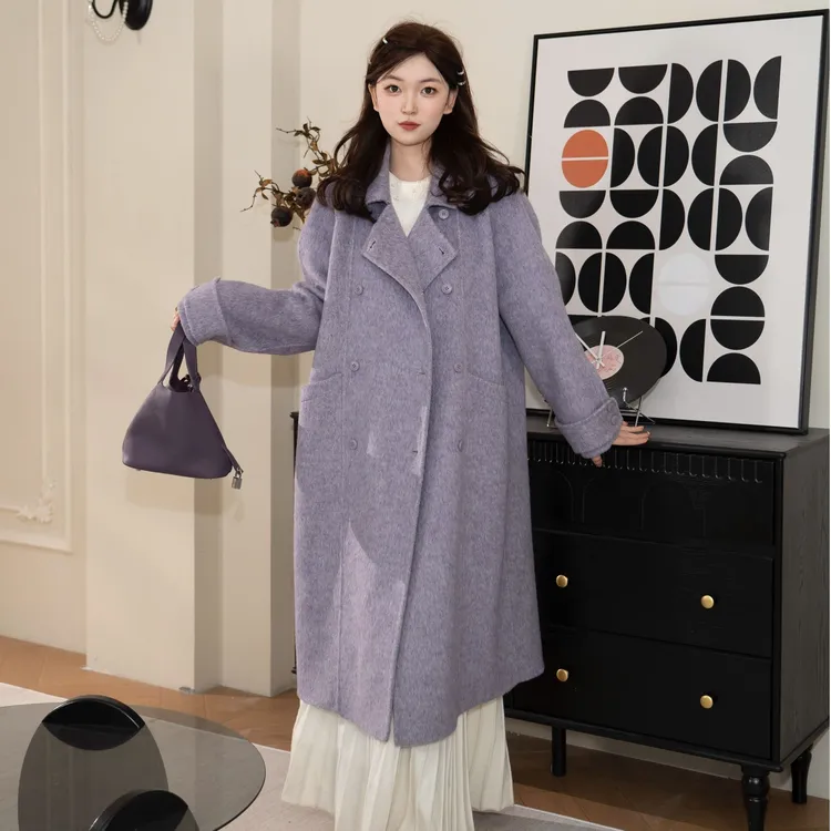 「雪媛王庭」新款双层加厚羊毛大衣韩版百搭休闲慵懒韩系穿搭25119