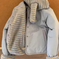 韩系休闲棉服两面穿外套女短款配ins围巾冬季新款小众宽松圆领