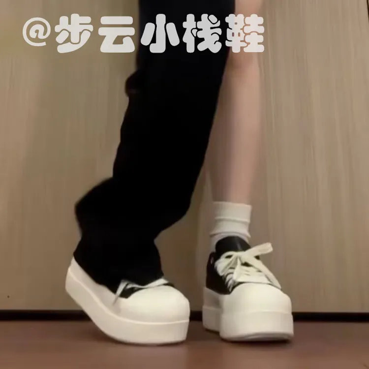 爆款大头厚底鞋松糕鞋小白鞋2025新款增高女款休闲鞋百搭运动板鞋