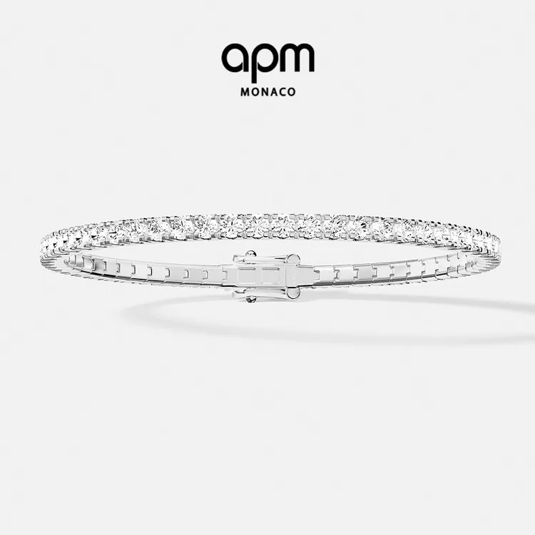 APM Monaco 银色网球手链密镶手饰明星同款美拉德配饰设计高级感