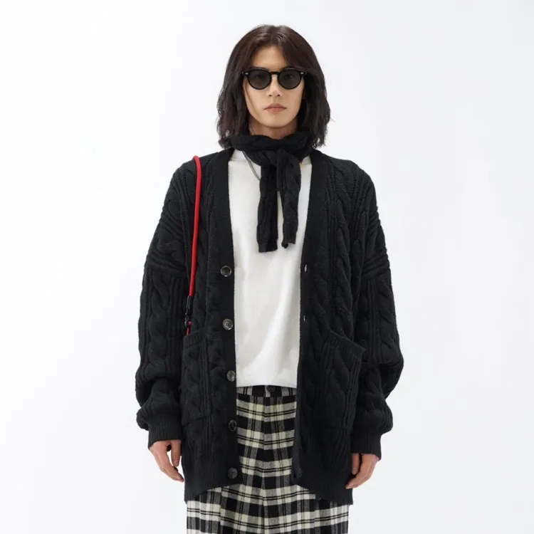 秋冬针织开衫宽松毛衣外套男 3355