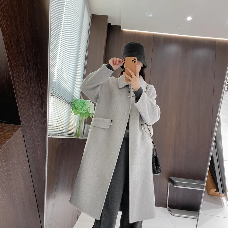 IMFLY金小金自制女装 绵羊毛大衣DYW10095冬季气质长款毛呢外套