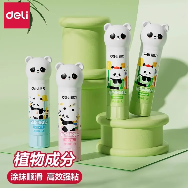 得力熊猫嘟嘟固体胶胖达胶棒胶水高粘度学生考试文具高粘度透明胶