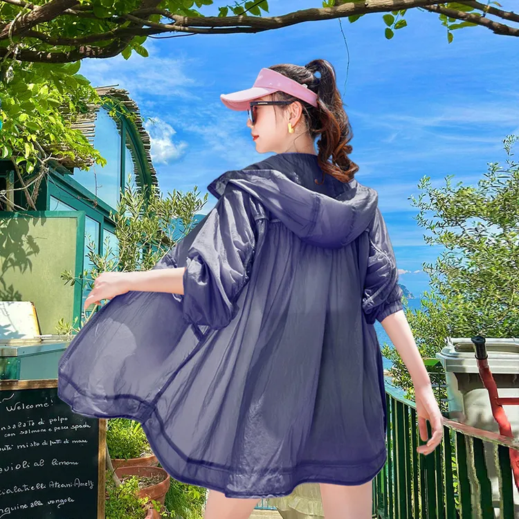 防晒衣女中长款2025夏季新款宽松大码透气轻薄款旅游防晒服外套