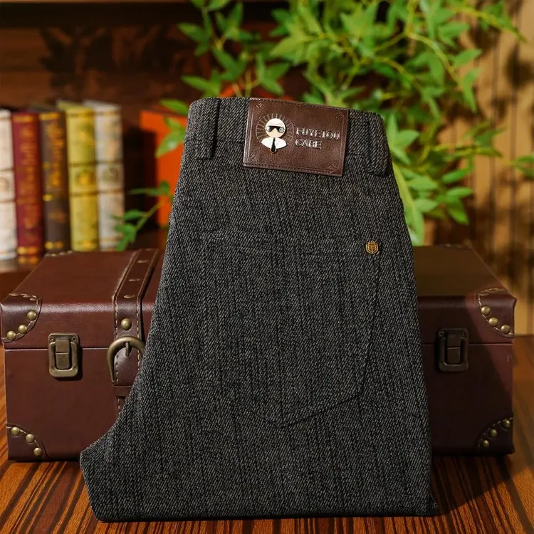 【绵羊毛】肌理质感毛料中腰直筒男士休闲裤秋冬款高端品质毛呢裤