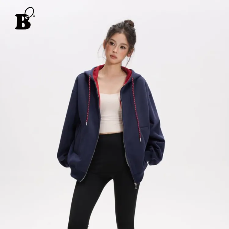 【拒绝AB货】韩系时尚宽松休闲上衣女生秋季连帽卫衣外套大码外套