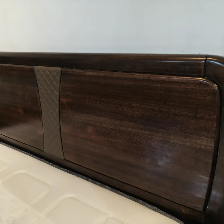 新中式简约风胡桃木实木主卧床高箱床