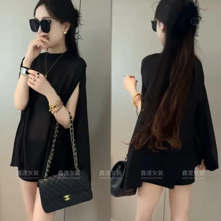 2025夏季新款时尚显瘦气质女士网红洋气两件套百搭款D5803