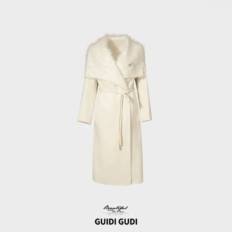 GUIDI GUDI【葡萄紫焉】100澳毛长款百搭大衣外套/黄加蓝