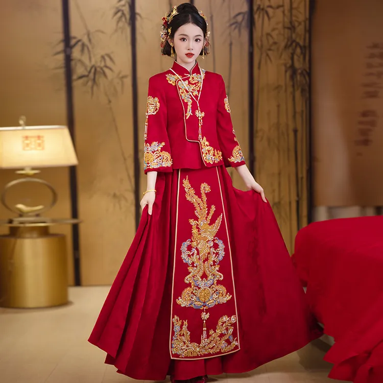 秀禾服敬酒服2025新款新娘结婚中式嫁衣小个子孕妇宽松出阁服女款