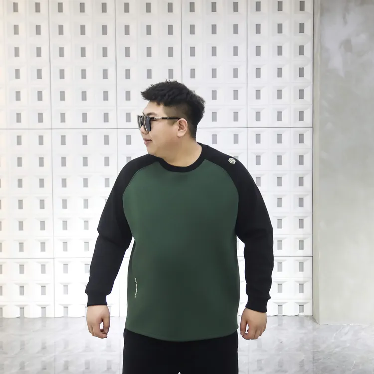 （加绒）大码男装 秋季拼接 撞色 时尚潮流 打底卫衣72735