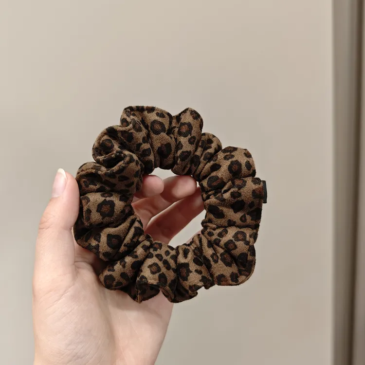 复古布艺豹纹大肠发圈黑色发绳成人感马尾扎头绳气质百搭头饰头花