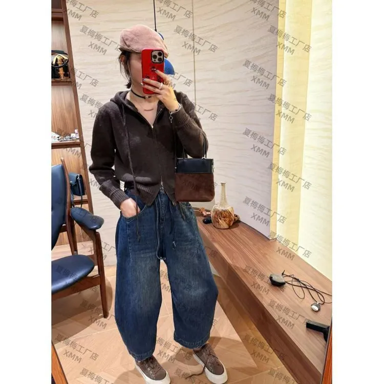 XMM.【帽衫卫衣】毛衣套头宽松帽衫连帽短外套百搭拉链保暖衣-P8066