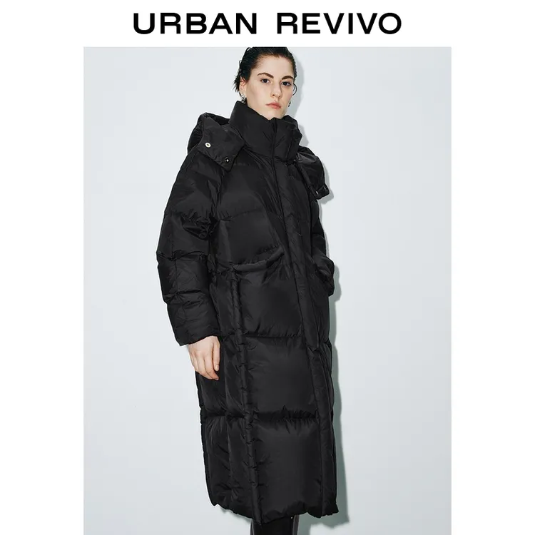 UR2025冬季新款女气质连帽绗缝超宽松羽绒服UWG150068+