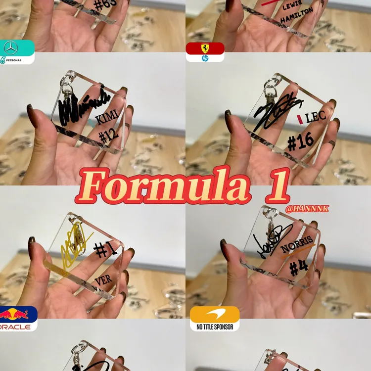 F1周边 透明签名亚克力钥匙扣7*7cm