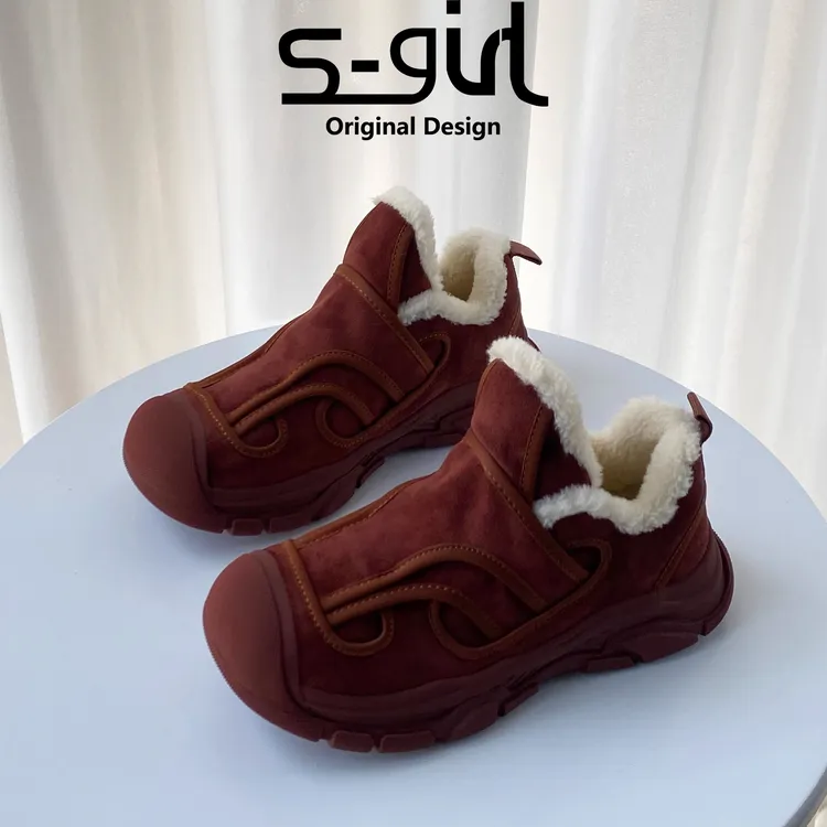 SGIRL TWTW一脚蹬厚底老爹鞋女大头丑萌冬季加绒百搭休闲运动鞋潮