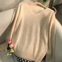 纪凡姬 /3977-长袖网红时尚百搭宽松纯色韩版套头针织衫