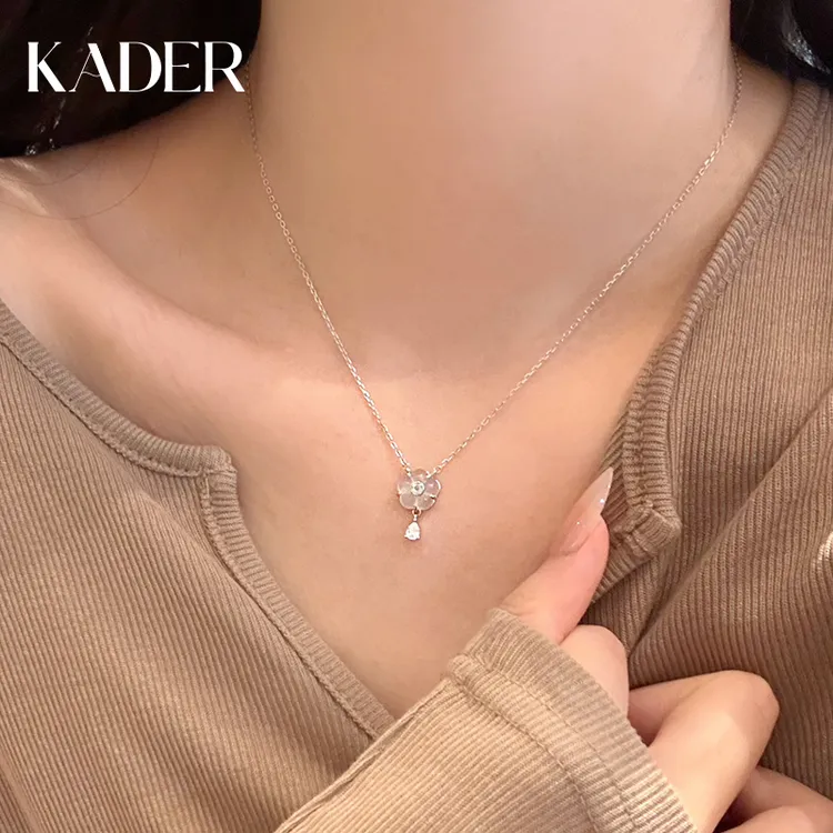 KADER/卡蒂罗有钱花项链天然玉髓镶嵌百搭时尚小众女款饰品XL5901