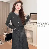 灰色假两件针织衫开衫女春秋内搭短款毛衣外套长袖上衣TZQ2582429