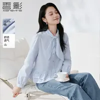 【直播专享】C85A546衬衫 香影甜美兔耳朵领衬衫女秋季新款优雅正