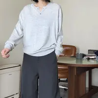 DAB亨利领系扣令士暗纹薄款针织衫 D006