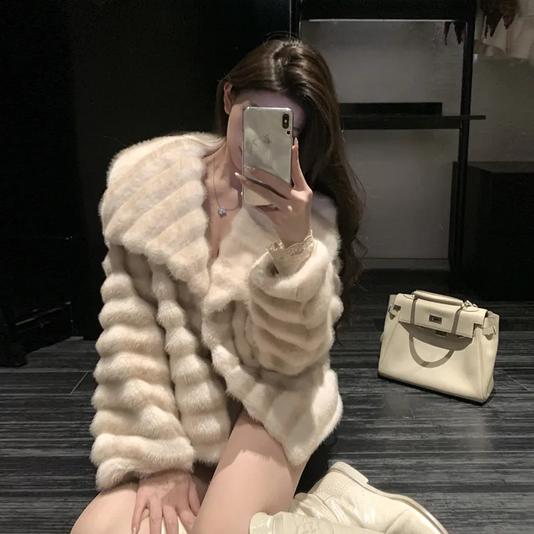 【淡颜龙猫】宽松百搭大衣翻领龙猫毛上衣气质大轻奢爆款外套女秋冬