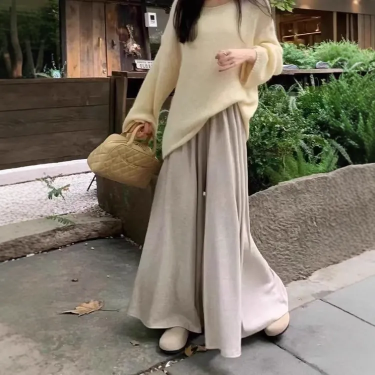 糯米裙裤2025秋冬季穿搭显瘦慵懒风软糯大码宽松半身A字山本裤裙