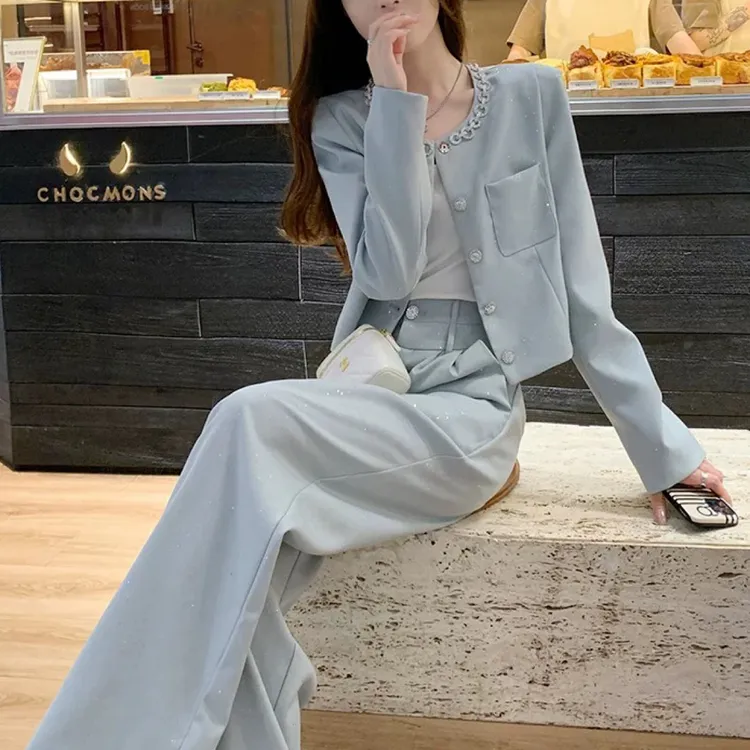 小香风休闲套装女秋冬款通勤气质名媛高端小西装阔腿裤两件套