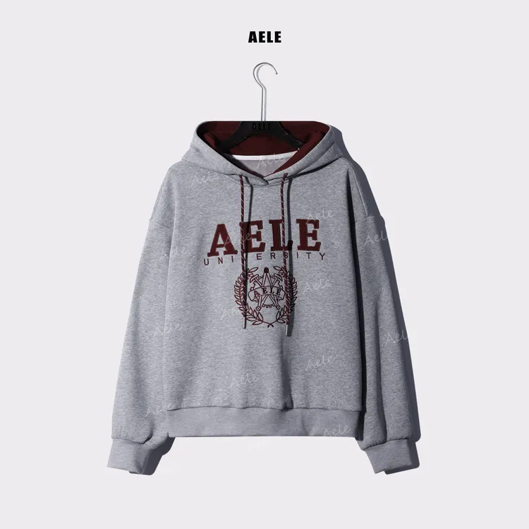 AELE宽松连帽休闲刺绣字母印花卫衣 V853 2932 AD