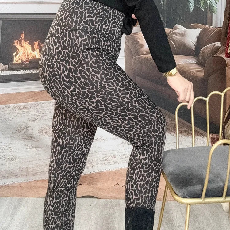 高弹力加绒打底裤胖妈妈裤子冬季保暖裤