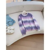 【丹姐家~】新款设计感渐变撞色针织开衫