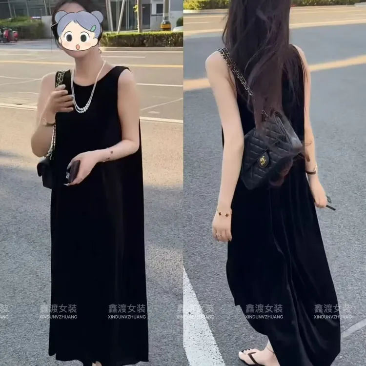 2025夏季新款时尚显瘦气质女士网红洋气连衣裙百搭款D9509