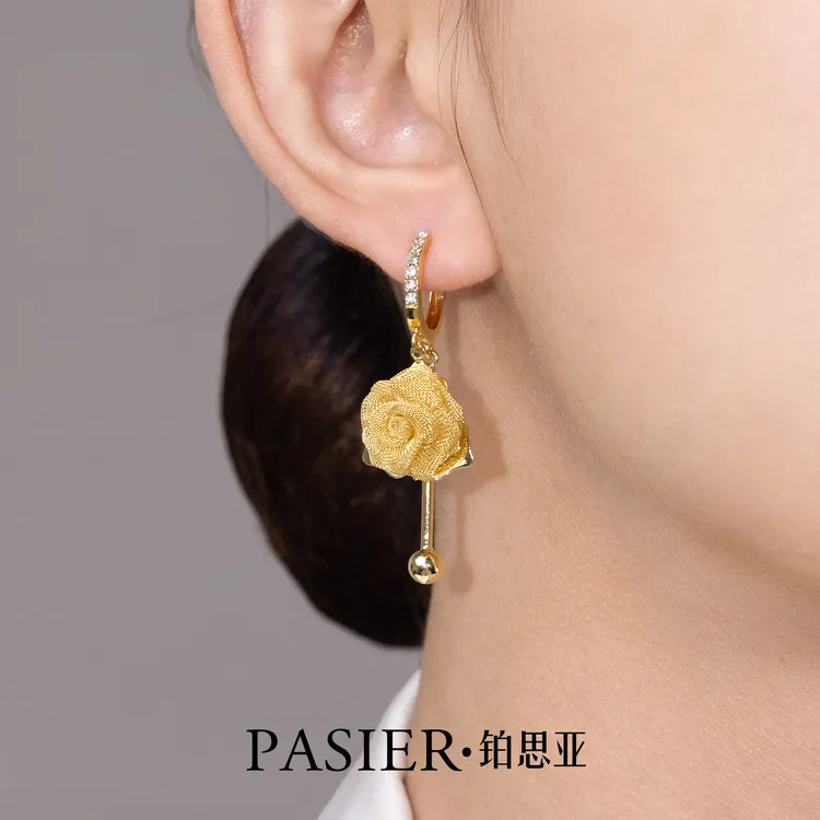 铜合金合成锆石耳饰 [富贵花]国风高级感耳环