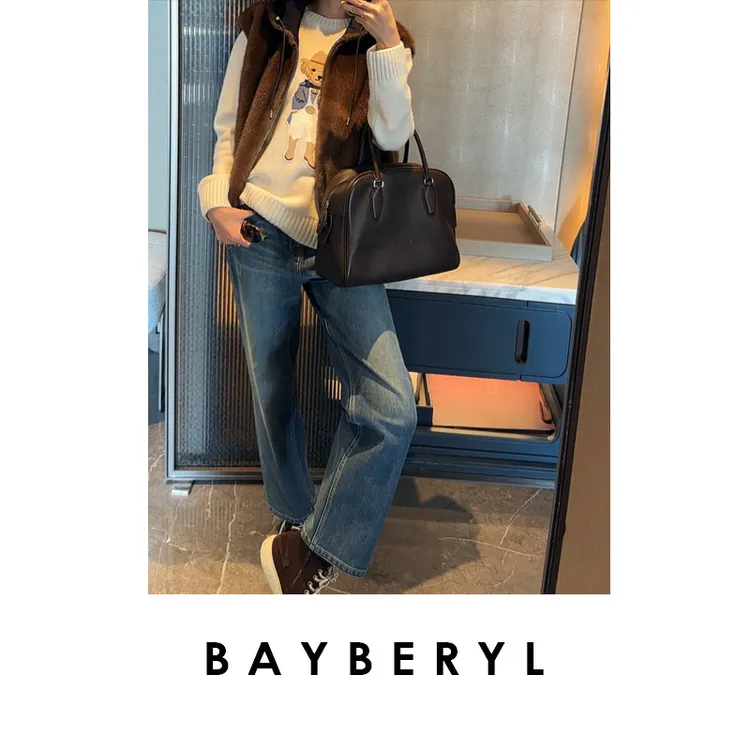 BAYBERYL老贝小磨破*水洗9分复古百搭柔软秋牛仔裤NZK5H2102-9/27