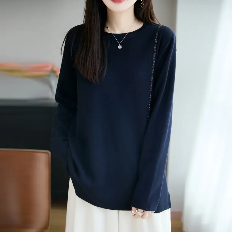 大码女装胖mm秋冬女士宽松毛衣中长款高级感内搭可外穿针织打底衫