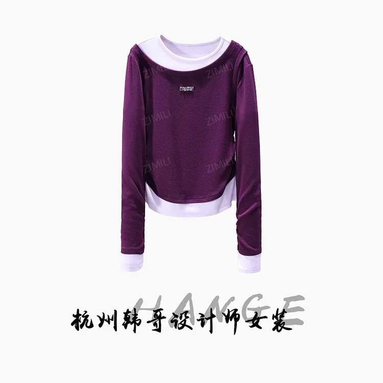 【韩哥欧货女装】冬季加厚羊毛《温润系列》凝夜紫打底上衣26338-P2