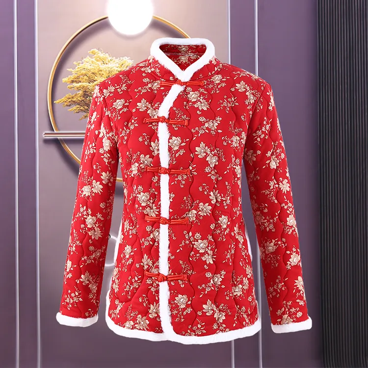 冬季新款东北网红花棉袄女士中国民族风棉衣保暖棉服外套妈妈装