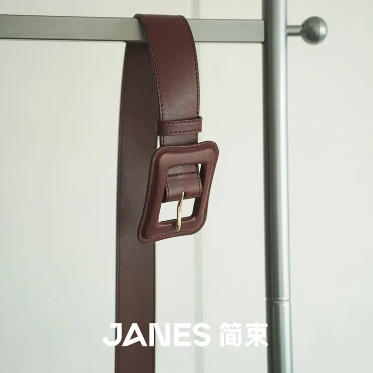 JANES简束[时髦腰封]严选百搭真皮包扣女士皮带极简风牛皮皮带