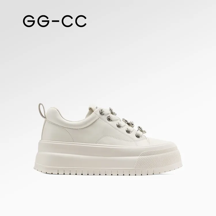 GG-CC【轻氧甜心】潮流时尚钻饰厚底小白鞋女秋季新款元气板鞋8879