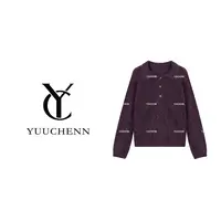 YUUCHENN 翻领毛针织衫女秋季长袖宽松毛衣JYY-6601