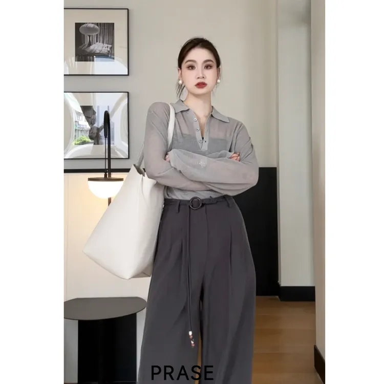 PRASE·噜【轻职POLO】微胖轻奢设计款秋长袖Polo领毛针织衫PR506S79