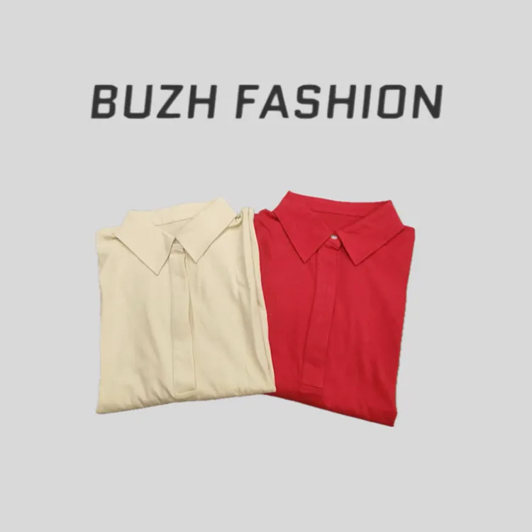 BUZH早秋新款极简知识份子做旧洗水Polo领长袖T恤宽松