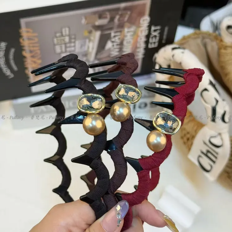 2025新款法式优雅珠发箍高颅顶女高级感防滑齿头饰日常头箍