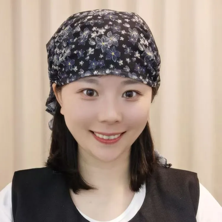 时尚网纱包头帽子女洋气百搭束发帽妈妈帽镂空透气