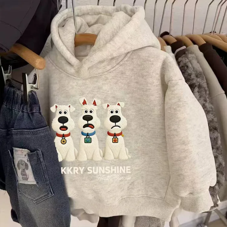 男童加绒连帽卫衣一体绒秋冬套头衫2025新款中小童卡通帅气上衣潮