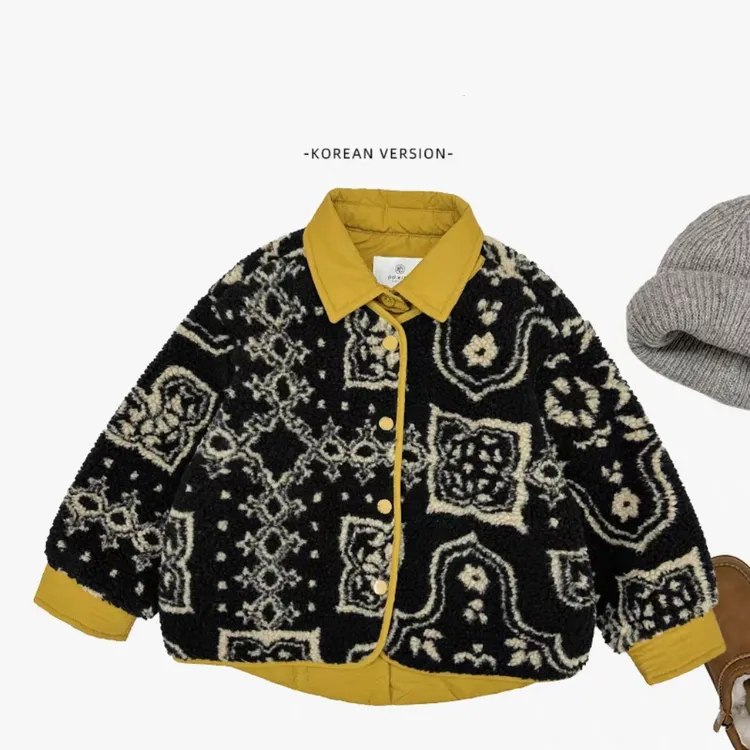 2025秋冬季新款儿童男女童韩版宽松百搭休闲撞色假两件棉服外套