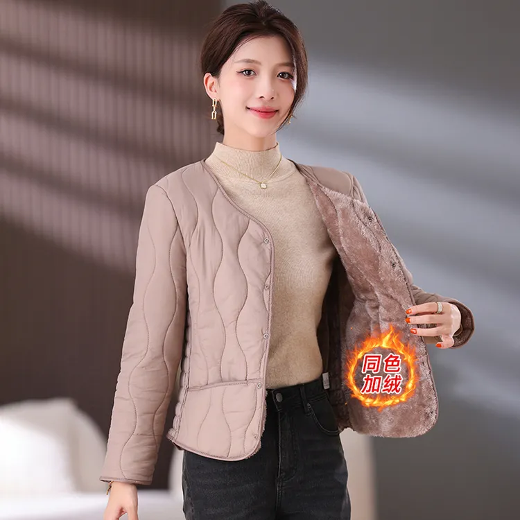 冬季袖子加绒棉衣女2025新款外穿加厚防寒保暖内胆修身中老年棉服