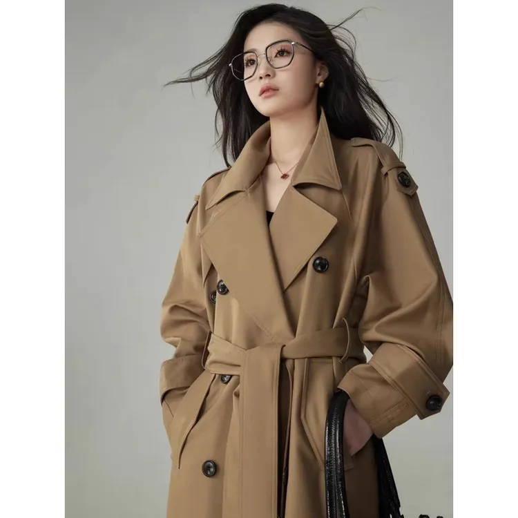 高级感风衣外套女2025新款爆款洋气宽松长款卡其色英伦风网红经典