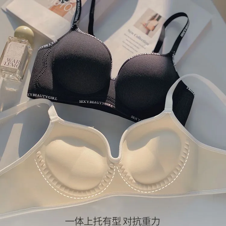 漫画胸~无痕聚拢内衣女小胸显大无钢圈防下垂收副乳字母文胸罩Z